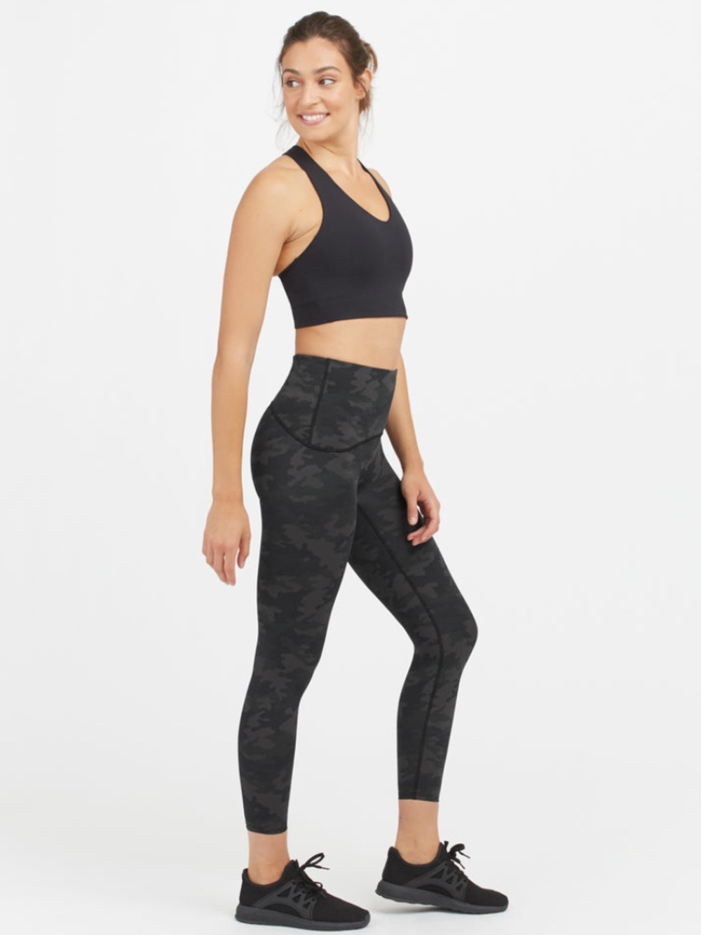 Spanx Booty Boost Black Camo 7/8  Cropped Leggings